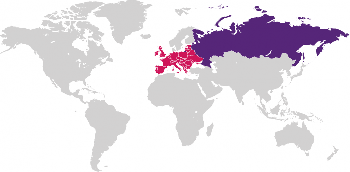 Карта - Распространенность первичного миелофиброза Распространенность первичного миелофиброза