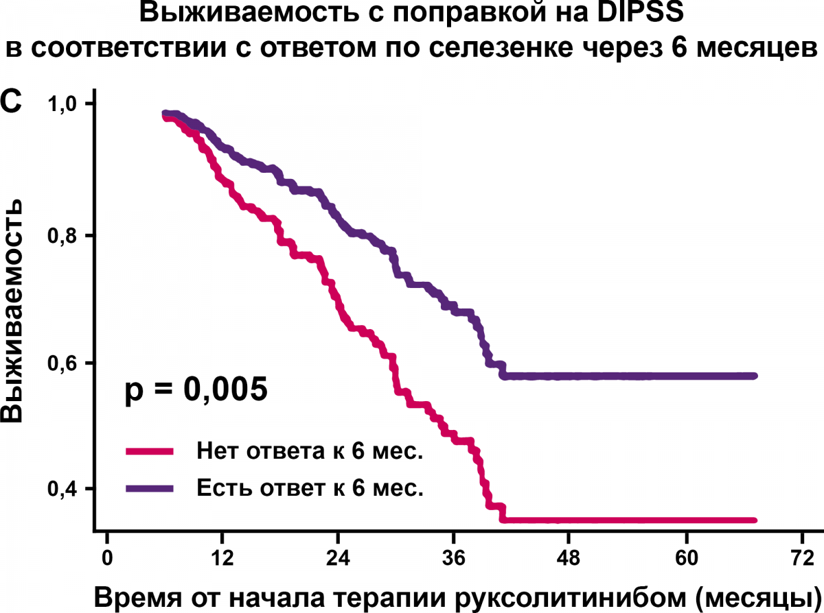 Рисунок 3. Результаты исследования PALANDRI Выживаемость с поправкой на DIPSS