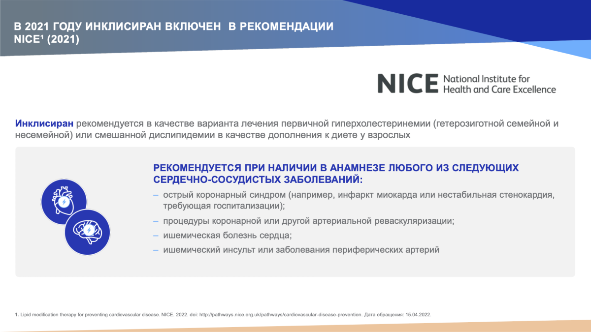 Инклисиран включен в рекомендации NICE